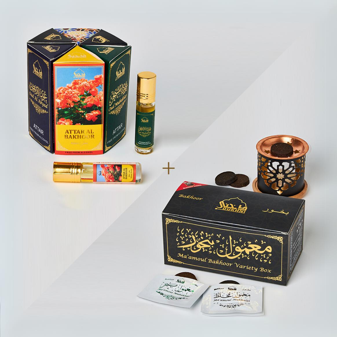 Ma'amoul Bakhoor Variety Box with Burner + Ma'amoul Attar Oil Set ...